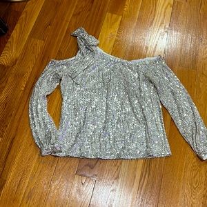CeCe One shoulder sequin top